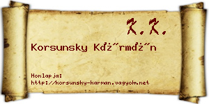 Korsunsky Kármán névjegykártya